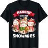 Hangin' With My Snowmies Three Snowman Christmas Pajama T-Shirt