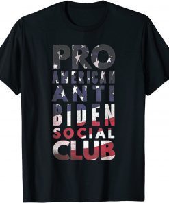 Pro America Anti Biden Social Club USA Flag Retro Vintage T-Shirt