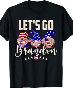 Funny Let's Go Brandon Conservative Anti Liberal US Flag Gnome T-Shirt