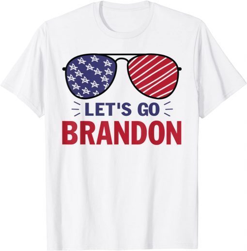 Let's Go Brandon Flag Sunglasses Unisex Tee Shirt