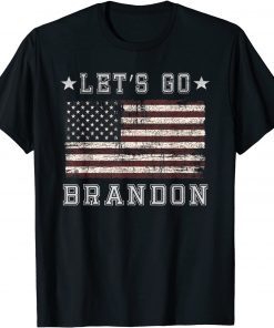 Official Let's Go Brandon Biden Chant Grunge Distressed American Flag T-Shirt