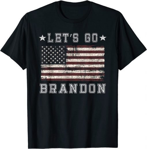 Official Let's Go Brandon Biden Chant Grunge Distressed American Flag T-Shirt