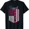 support squad us flag with pink breast cancer awareness 2021 T-Shirt