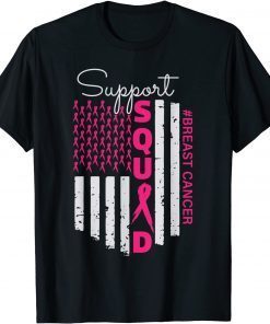 support squad us flag with pink breast cancer awareness 2021 T-Shirt