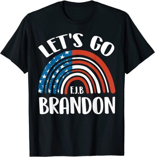 Official Let's Go Brandon Conservative Anti Liberal US Flag Rainbow, Impeach 46 T-Shirt