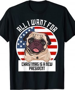 Christmas Dog Anti Joe Biden Vintage American Flag T-Shirt