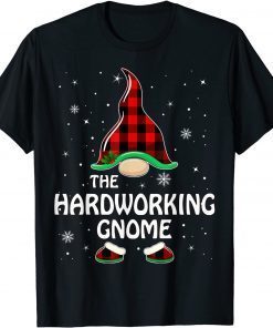 Hardworking Gnome Buffalo Plaid Matching Family Christmas 2021 T-Shirt