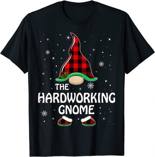 Hardworking Gnome Buffalo Plaid Matching Family Christmas 2021 T-Shirt