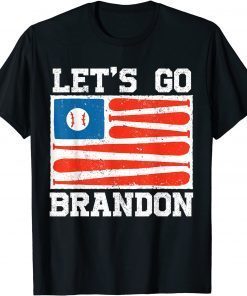 T-Shirt Let's Go Brandon Baseball Bat US Flag Funny Gift Idea 2022