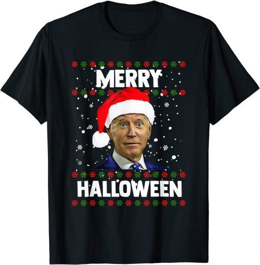 Santa Joe Biden Merry Halloween Ugly Christmas Sweater T-Shirt
