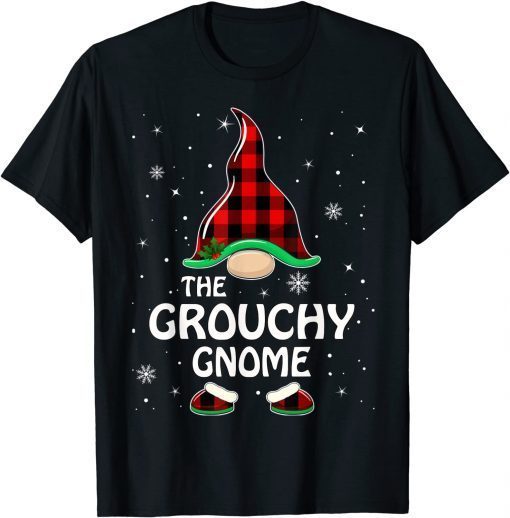 Official Grouchy Gnome Buffalo Plaid Matching Family Christmas T-Shirt