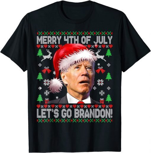Funny Merry 4th Of July Let's Go Branson Brandon Ugly Sweater T-Shirt