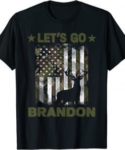 Let's Go Branson Camo American Flag Deer Elk Buck T-Shirt