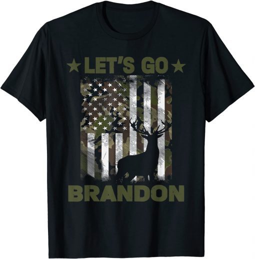 Let's Go Branson Camo American Flag Deer Elk Buck T-Shirt