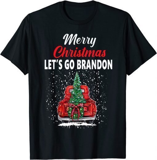 Merry Christmas Let's Go Brandon Red Truck Christmas Tree Gift TShirt