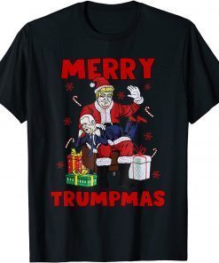 2021 Santa Trump Spanking Joe Biden Fun Naughty Joe Christmas T-Shirt