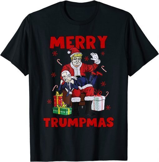 2021 Santa Trump Spanking Joe Biden Fun Naughty Joe Christmas T-Shirt