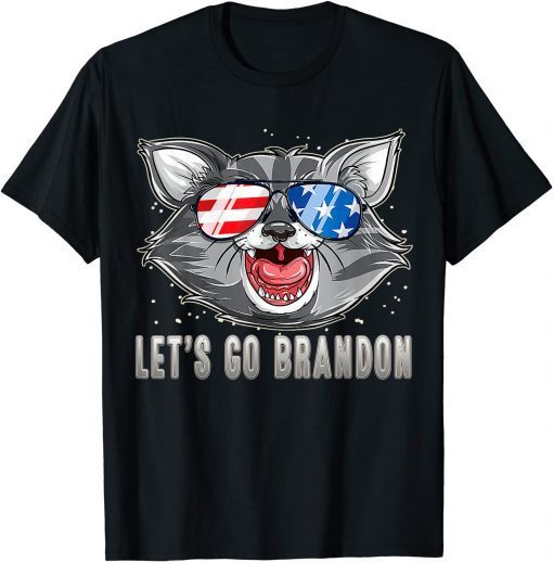 Classic Let's Go Brandon Cat American Flag Conservative T-Shirt