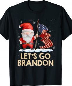 Funny Lets Go Brandon Christmas Santa US Flag Joe Biden Xmas 2022 T-Shirt