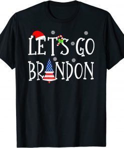 Classic Merry Christmas Let's Go Brandon US Flag Three Pine Trees T-Shirt