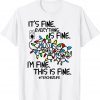 T-Shirt Teacher Life I'm Fine Everything Is Fine Christmas Lights