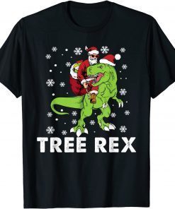 Christmas Dinosaur Tree Rex Pajamas Santa Men Boys Xmas Funny T-Shirt