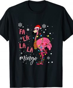 Christmas Flamingo Santa Hat Xmas Lights Flamingo Loves T-Shirt