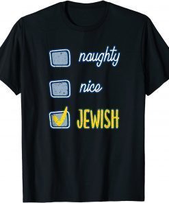 T-Shirt Nice Naughty Jewish Ugly Hanukkah Sweater Chanukah Funny