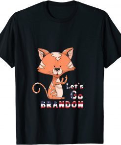 T-Shirt Fanny Let's Go Brandon cut cat US Flag