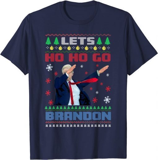 Official Merry Christmas Let Ho Ho Go Brandon Trump Xmas Anti Biden T-Shirt