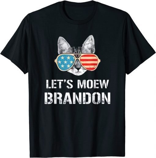 Official Let's Go Brandon Tee Conservative Anti Liberal US Flag Cat T-Shirt