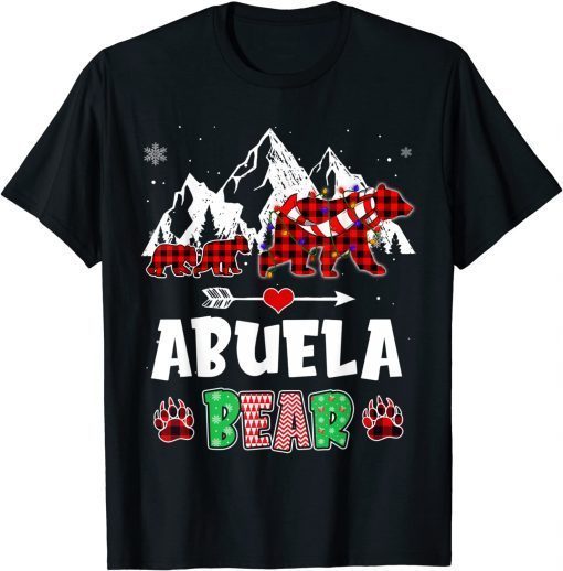 T-Shirt Matching Family Buffalo Plaid Abuela Bear Wearing Christmas