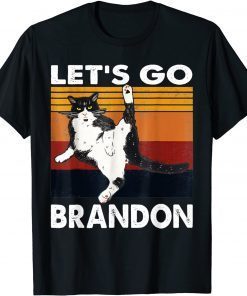 2021 Let's Go Brandon Chant Funny Cat Vintage T-Shirt
