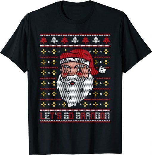 2021 Christmas Let's Go Brandon Funny Santa Claus Ugly Sweater T-Shirt