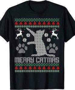 Merry Catmas Funny Cat Christmas Ugly Sweater Men Women Kids Funny T-Shirt