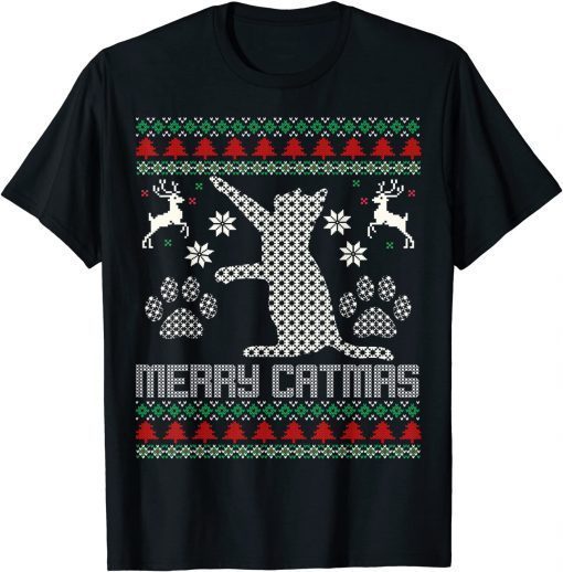 Merry Catmas Funny Cat Christmas Ugly Sweater Men Women Kids Funny T-Shirt