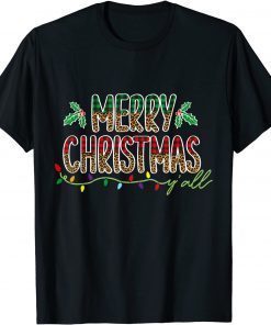 Classic Merry Christmas 2021 Leopard Buffalo Plaid Red Green Xmas T-Shirt