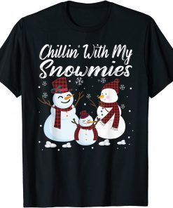 Chillin With My Snowmies Family Pajamas Buffalo Christmas Gift T-Shirt