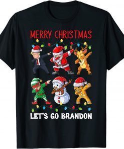 2021 Merry Christmas Let's Go Brandon Dabbing Trump Santa Friends Gift T-Shirt