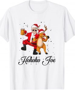 Merry Christmas With Biden Hohoho Joe Reindeer Beer Funny T-Shirt