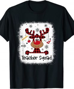 Official Bleached Teacher Squad Reindeer Funny Teacher Christmas Xmas T-Shirt