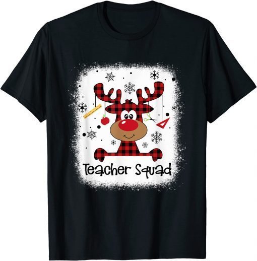 Official Bleached Teacher Squad Reindeer Funny Teacher Christmas Xmas T-Shirt