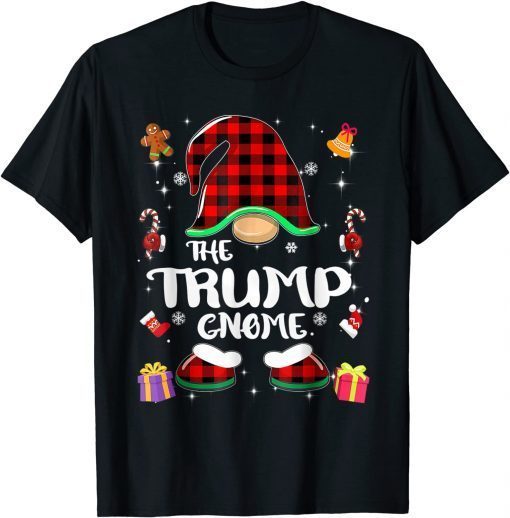 Trump Gnome Buffalo Plaid Red Matching Family Christmas T-Shirt