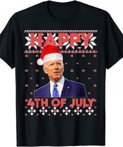 Funny Happy 4th Of July Santa Hat Joe Biden Ugly Christmas 2021 TShirt