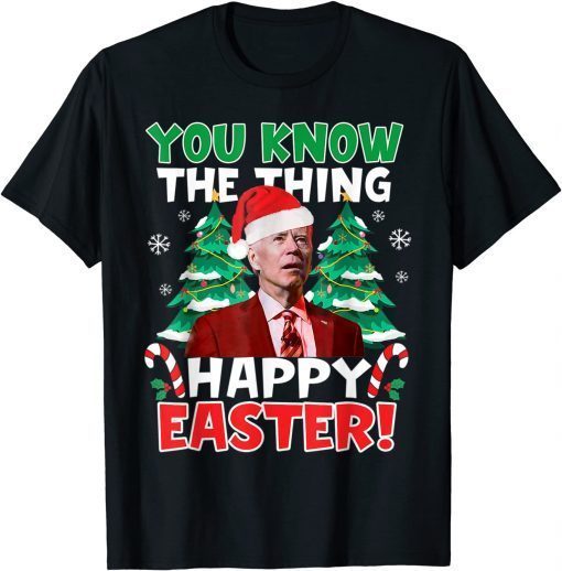 President Joe Biden Santa Hat Happy Easter Funny Christmas T-Shirt