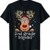 2nd Grade Squad Plaid Reindeer Santa Hat Teacher Christmas Official T-Shirt