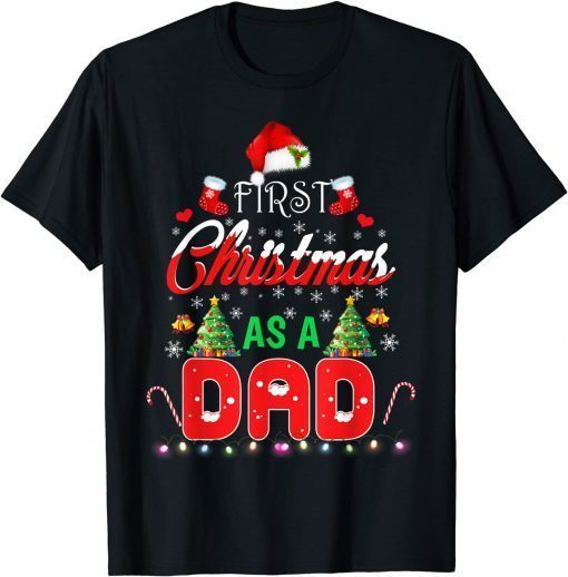 First Christmas As a Mom Shirt Santa Hat Ugly Xmas 2021 T-Shirt