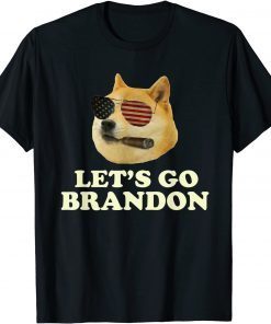Lets Go Brandon US Flag Funny Dog Glasses Funny T-Shirt