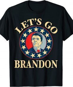 Classic Let's Go Brandon Ronald Reagan Conservative US Flag JB Chant T-Shirt