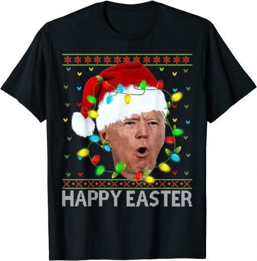 Official Happy Easter Funny Christmas Anti Biden Santa Conservative TShirt